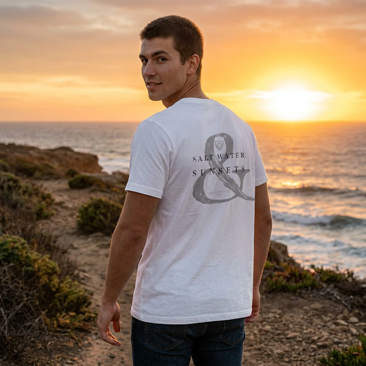 Saltwater & Sunsets | Coastal Beach Crewneck T‑Shirt