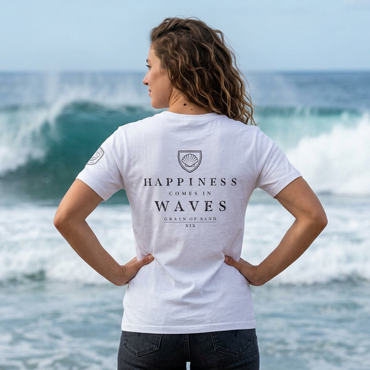 Happiness Comes in Waves | Coastal Beach Graphic Tee