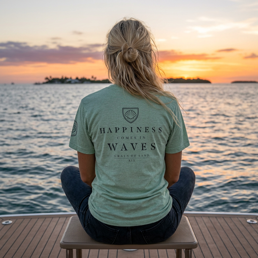 Happiness Comes in Waves | Coastal Beach Graphic Tee
