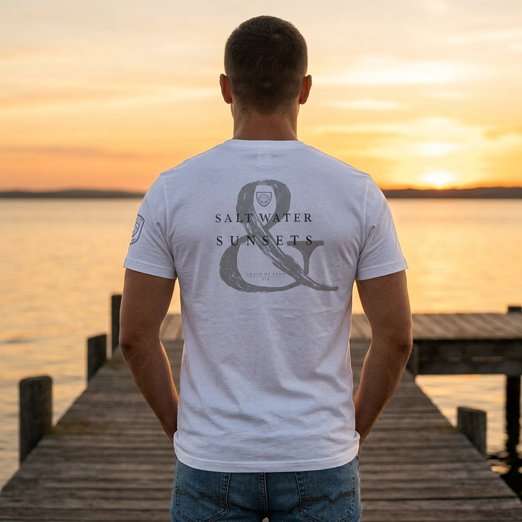 Saltwater & Sunsets | Coastal Beach Crewneck T‑Shirt