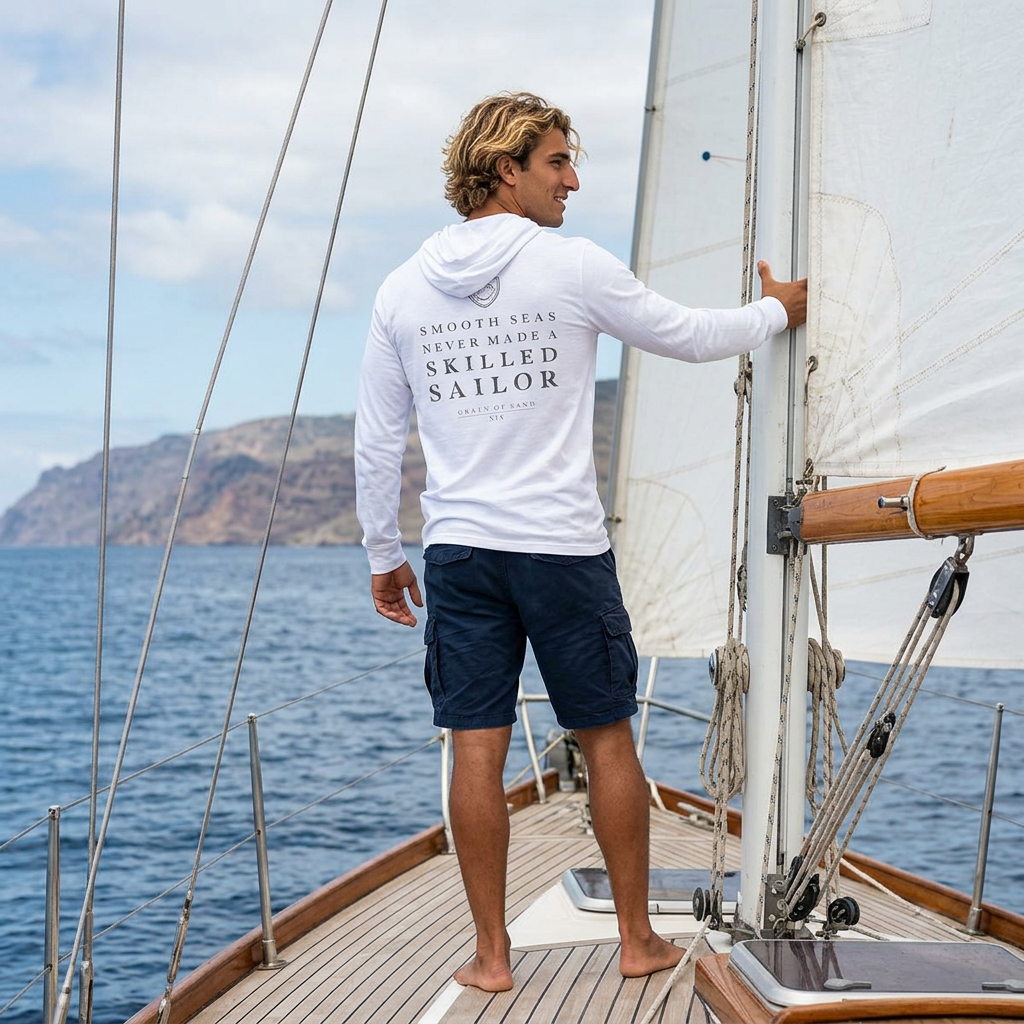 Smooth Seas Never Made a Skilled Sailor | Hooded Long Sleeve Tee