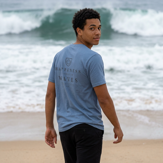 Happiness Comes in Waves | Coastal Beach Graphic Tee