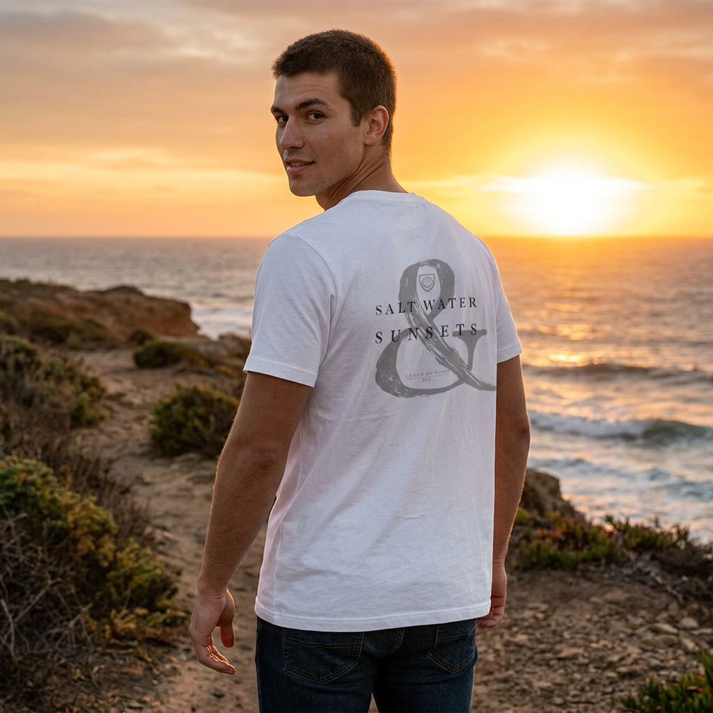 Saltwater & Sunsets | Coastal Beach Crewneck T‑Shirt