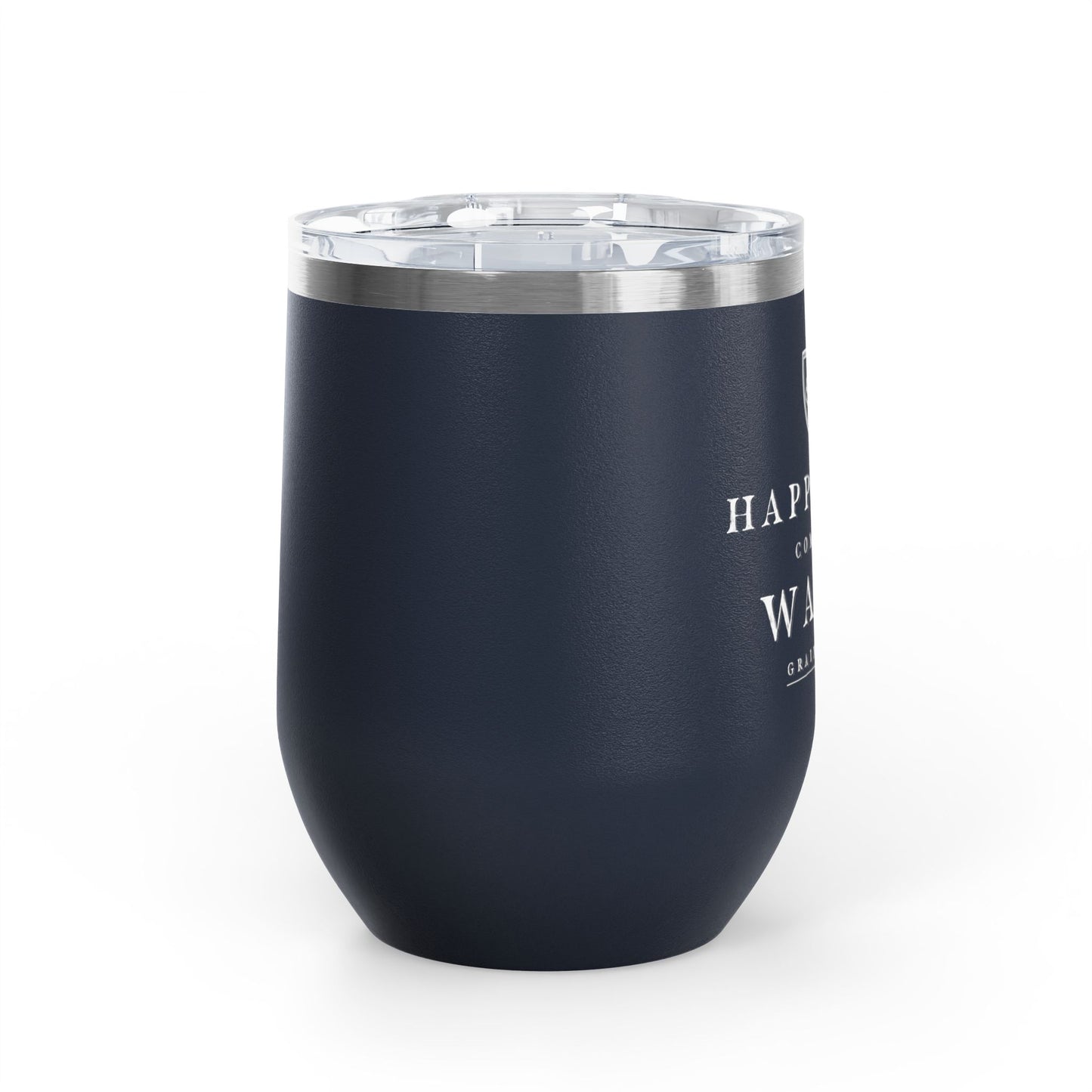 Happiness Comes in Waves 12oz Wine Tumbler — Insulated Beach Quote Glass