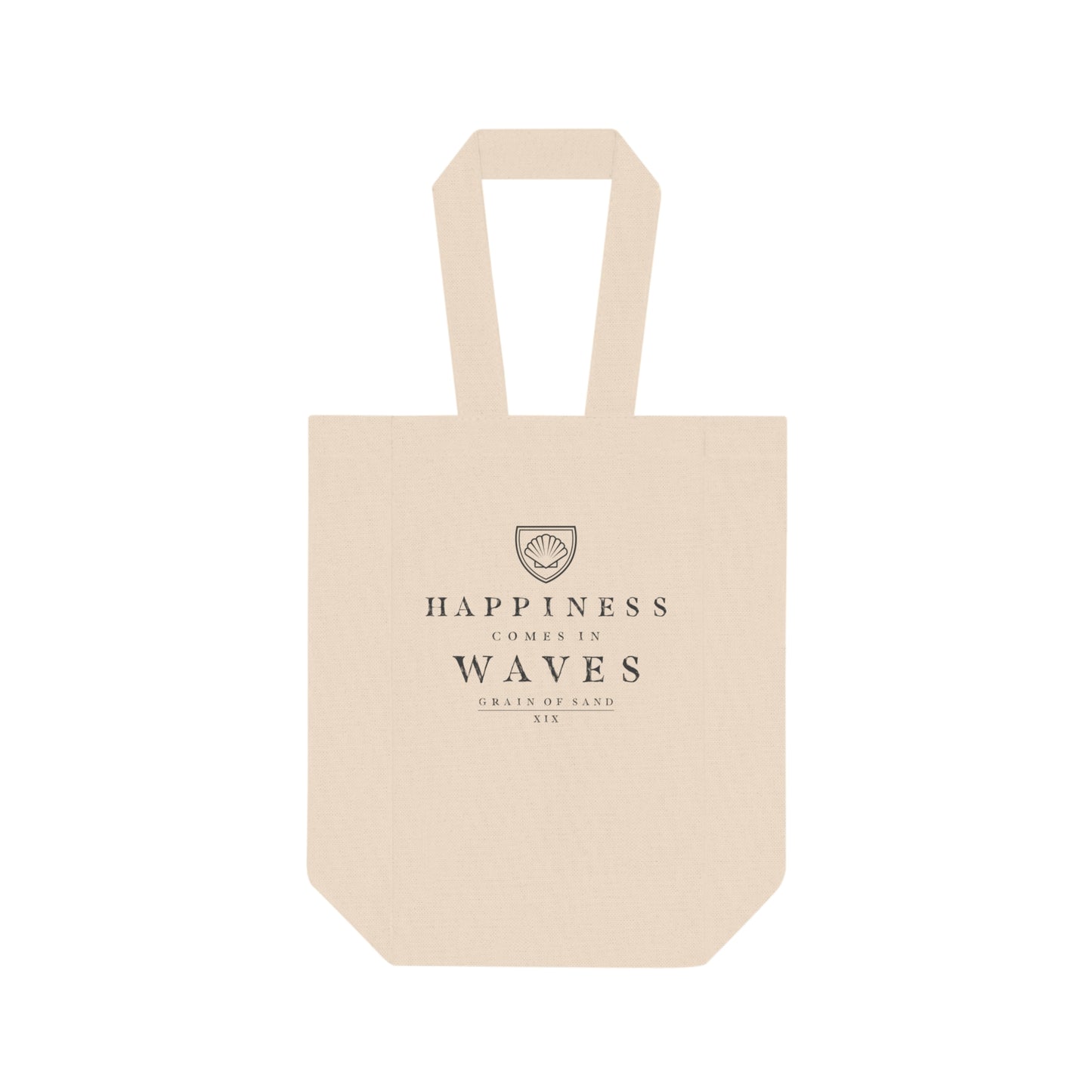 Happiness Comes in Waves - Double Wine Tote Bag, Canvas Bottle Carrier